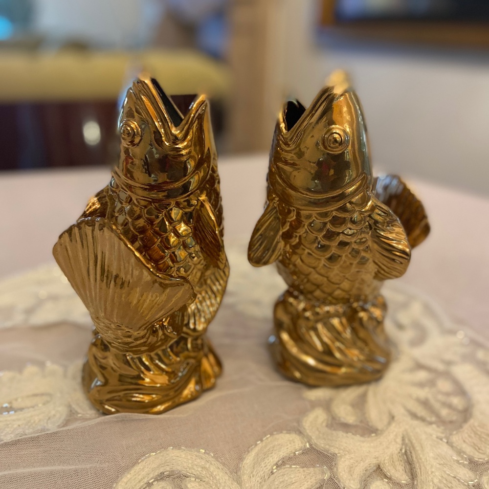 Gold Koi vases from the CB2 collection